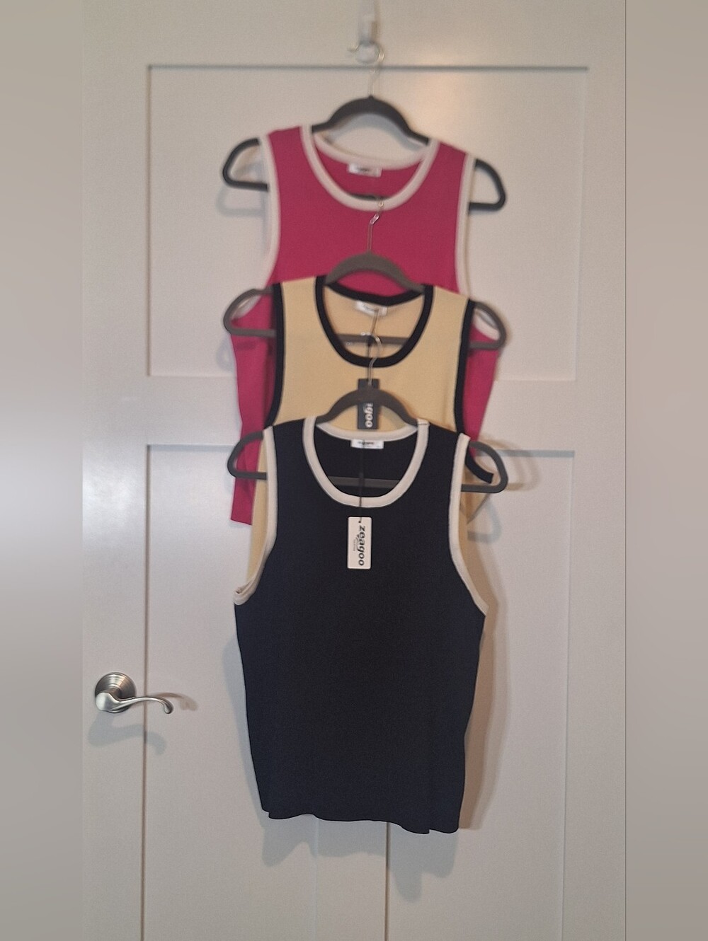 Zeagoo (Lot Of 3) Viscose Sleeveless Knit Tops Size XXL Pink Black Cream Stretch